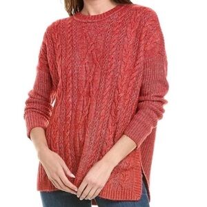 Like new!! CAbi Women's Cable Knit Sweater - Coral